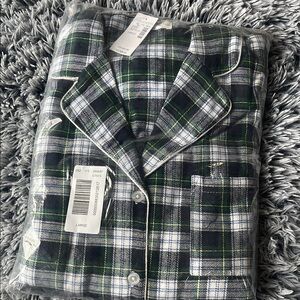 Plaid Pajama Set - Green and White